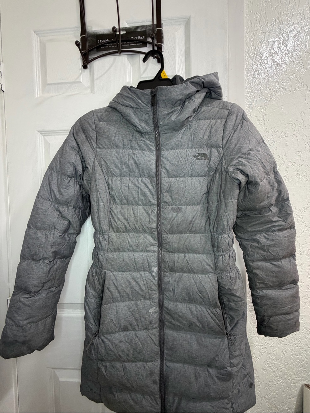 The North Face Women's Gray Quilted Hooded Puffer Coat